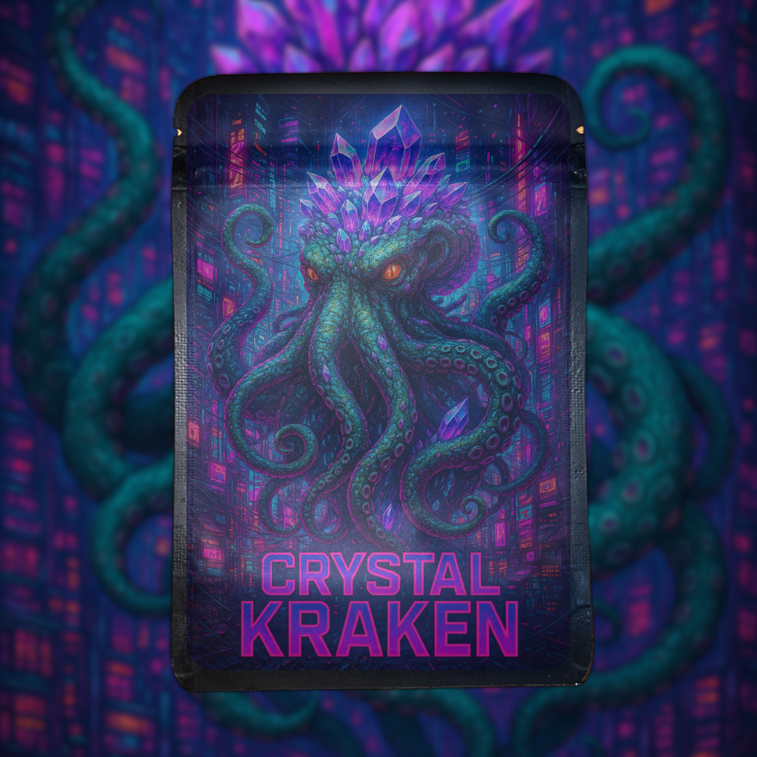 28G CRYSTAL KRAKEN UV STAND UP MYLAR BAGS
