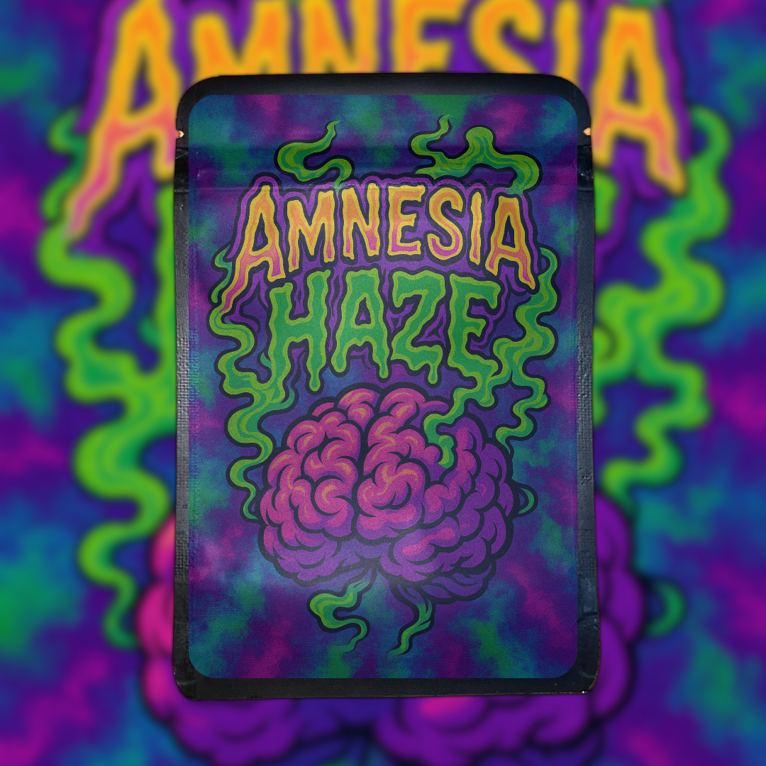 3.5g AMNESIA HAZE STAND UP MYLAR BAGS
